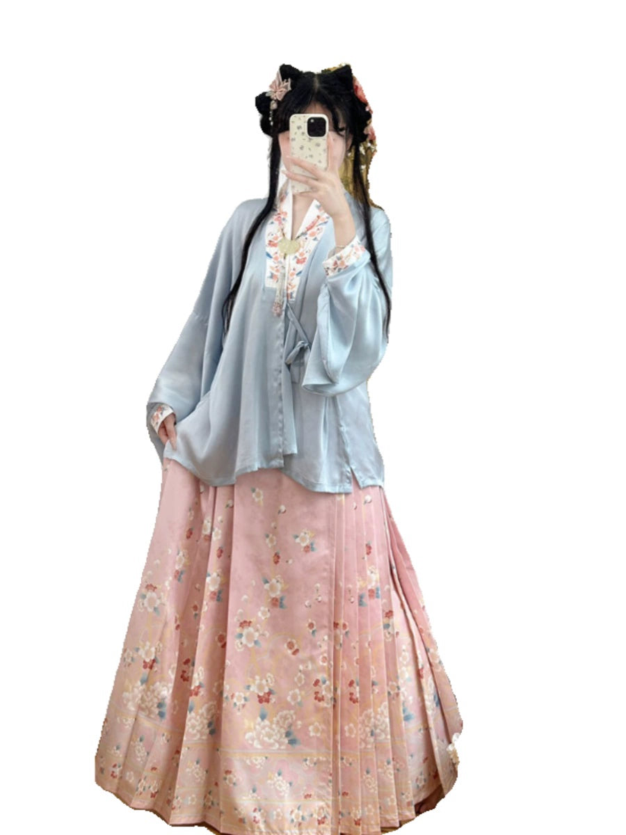 Lookbook Series Original Hanfu Ming Dynasty Cross-Collared Cross-Dressed Horse-Faced Skirt