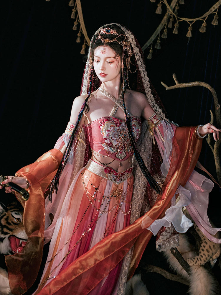 Exotic Series Turquoise-Tressed Dancer Clothing Hanfu