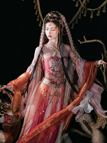 Exotic Series Turquoise-Tressed Dancer Clothing Hanfu