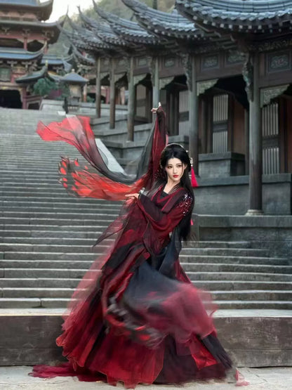 Oriental Aesthetics Series Crimson Rouge Hanfu Dress