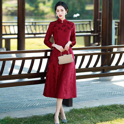 Plus Size Silk Autumn Winter Cheongsam Qipao 21