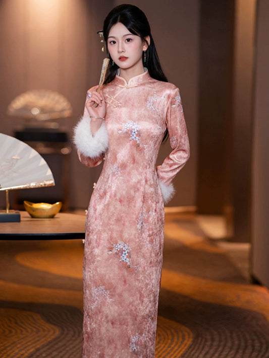 Plus Size Silk Autumn Winter Cheongsam Qipao 3