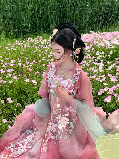 Lotus Hanfu Improved summer style Myrobalan Skirt