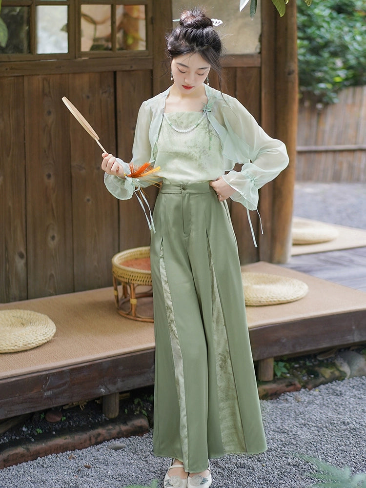 Flower Poetry Pants Suit Daily Song Dynasty Hanfu for women