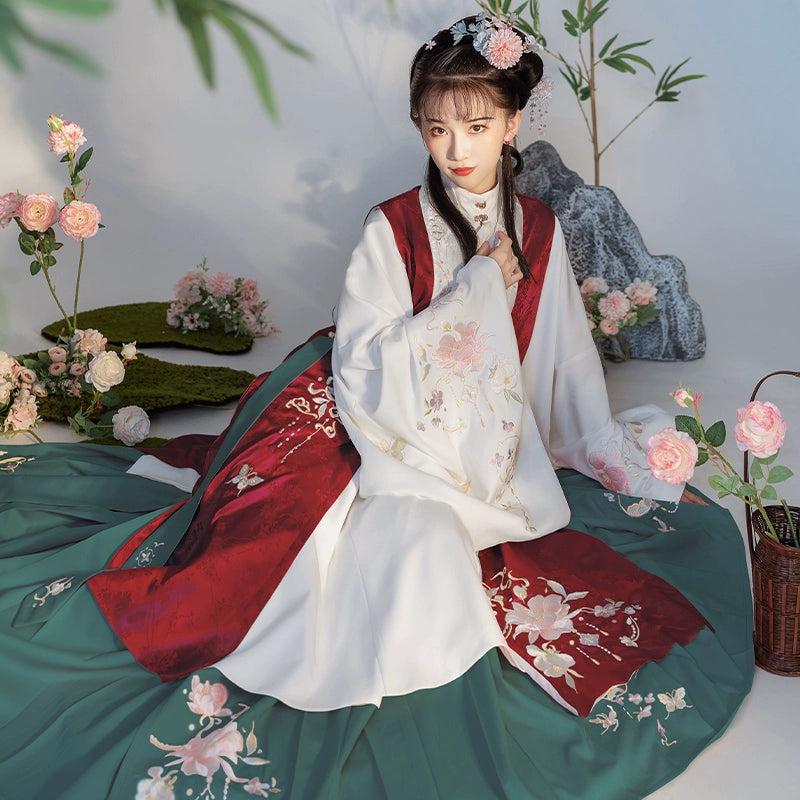 LOOKBOOK SERIES Ming Dynasty Pink Green Skirt Hanfu