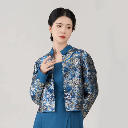 Weaving Modern Hanfu Glazed Blue Branch