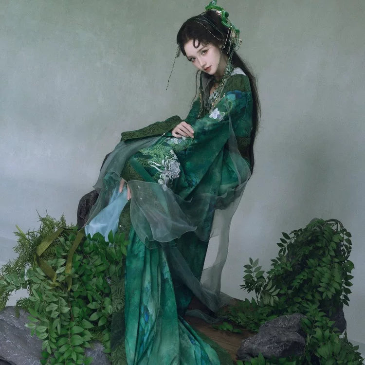 Oriental Aesthetics Series Elegant Verdure Hanfu Dress