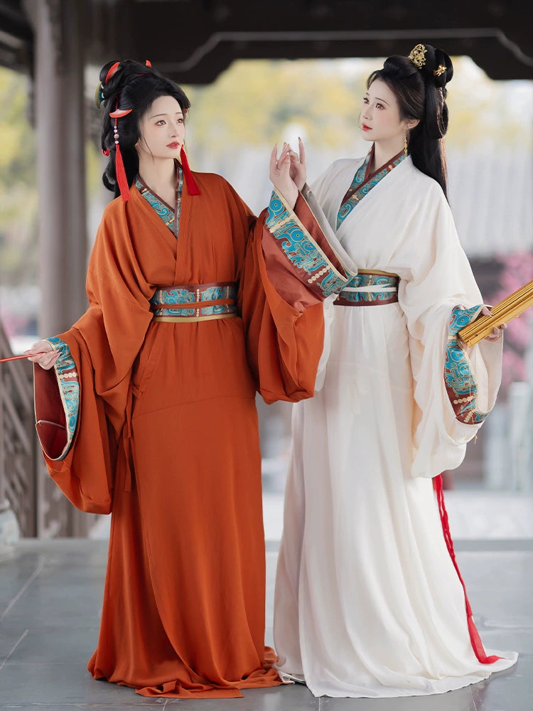 Qin Han Warring States period Robe Hanfu straight Hem