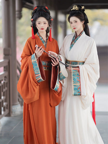 Qin Han Warring States period Robe Hanfu straight Hem