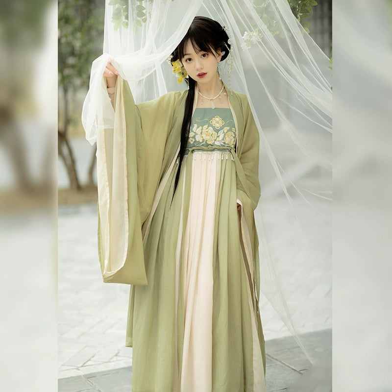 Matcha Tang Dynasty Myrobalan skirt Hanfu women's one-piece fairy-like authentic suit