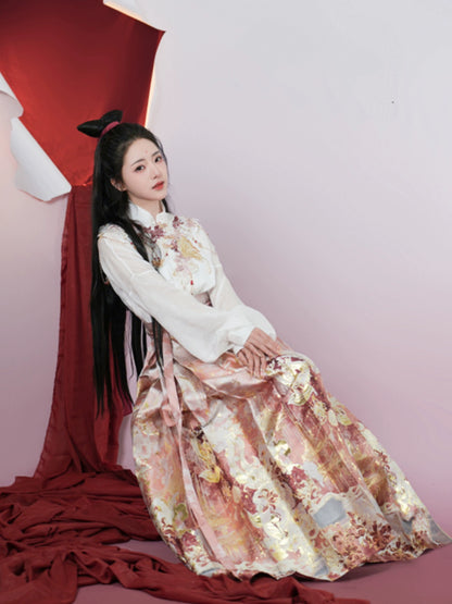 Lookbook Series Yizhige Xiaoqian Gold-Woven Horse-Faced Skirt