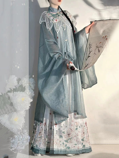 LOOKBOOK SERIES Ming Dynasty Horse Face Skirt Light Blue Set