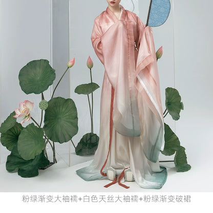 Shangyao Retreat Series Pink Green Gradient Wei Hanfu