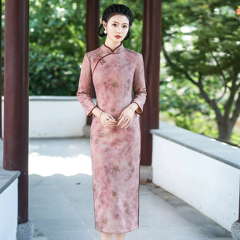 Plus Size Silk Autumn Winter Cheongsam Qipao 18