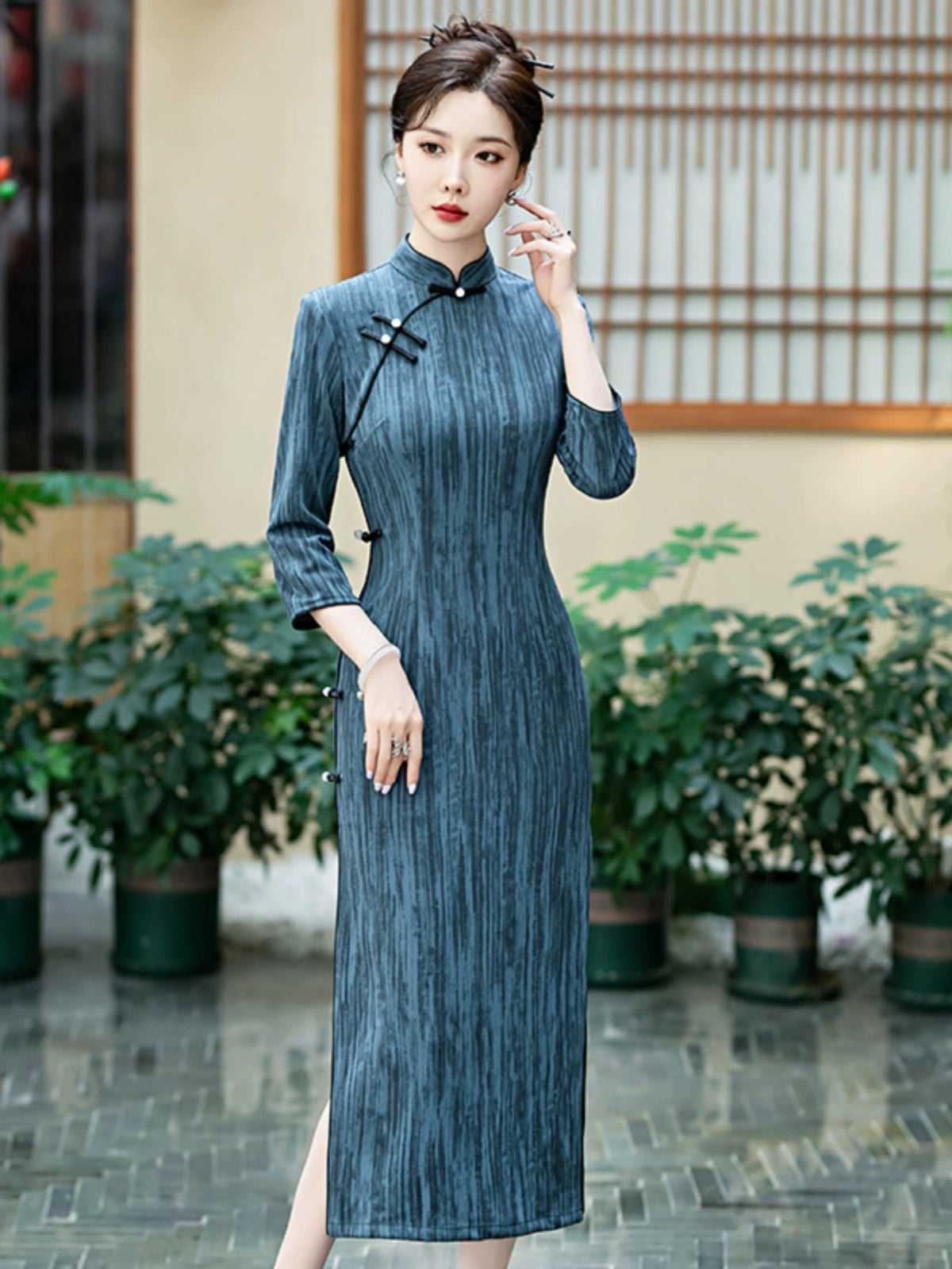 Plus Size Silk Autumn Cheongsam Qipao 23