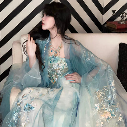 Haute Couture Series Woven Fabric Embroidered Hanfu Qing Huan Verdantfox Tang