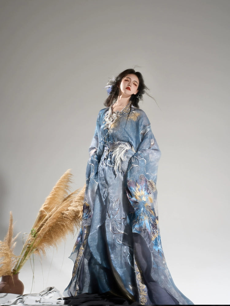 Ethereal Dreamscape Series Supreme Hanfu-Charm of Ink, Dragonfly, and Lotus