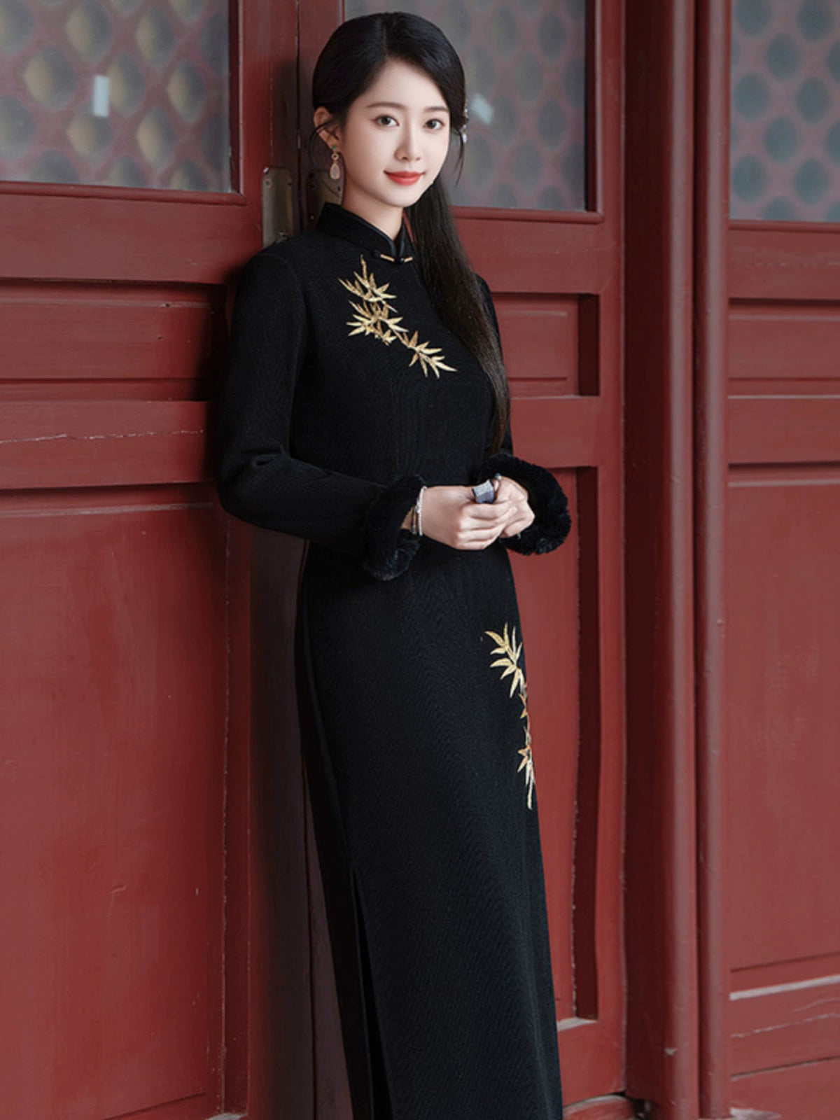 Plus Size Silk Autumn Winter Cheongsam Qipao 15