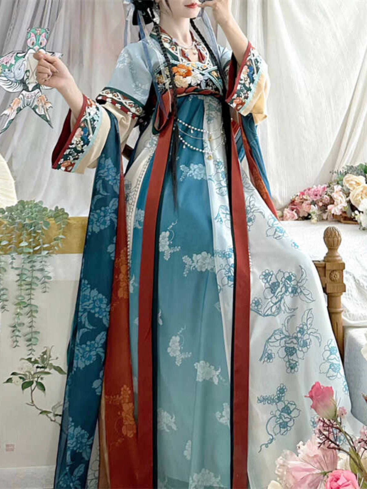 LOOKBOOK SERIES Tang Dynasty Blue Orange Shirt Hanfu