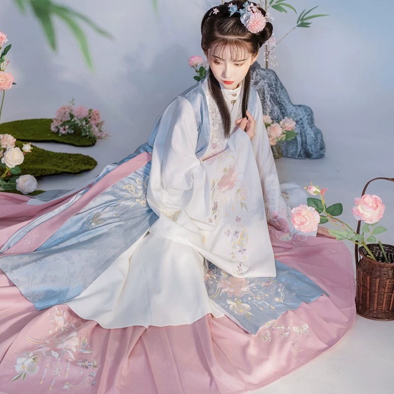 LOOKBOOK SERIES Ming Dynasty Pink Green Skirt Hanfu