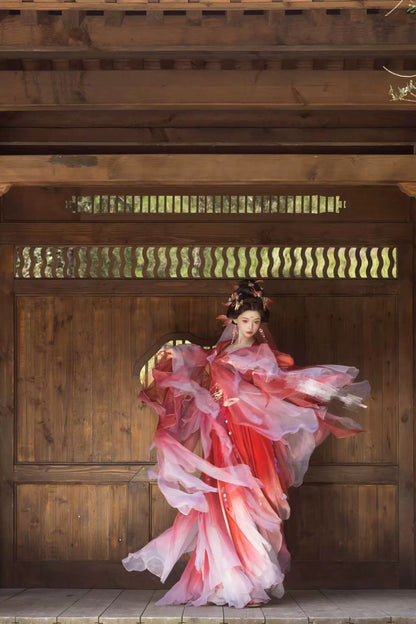 Oriental Aesthetics Series Scarlet Face Dancing Hanfu Dress