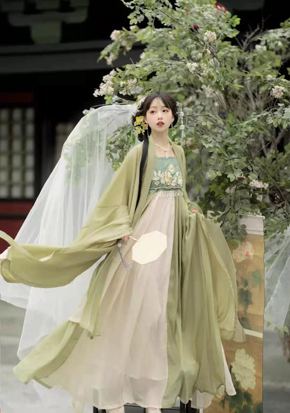 Matcha Tang Dynasty Myrobalan skirt Hanfu women's one-piece fairy-like authentic suit