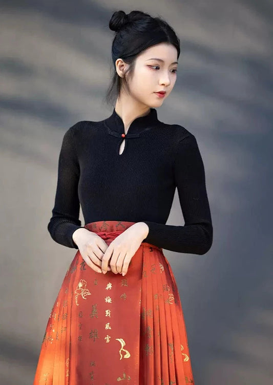 9-Colors Modern Hanfu TOPS Qipao Cheongsam Dress Skirt, gifts for women 2024