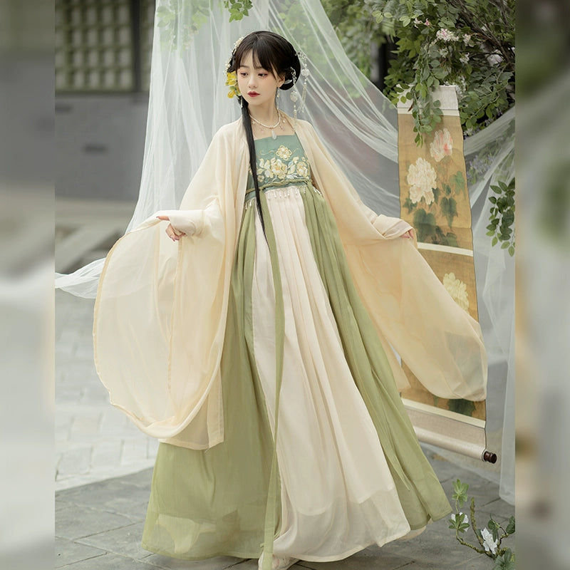 Matcha Tang Dynasty Myrobalan skirt Hanfu women's one-piece fairy-like authentic suit