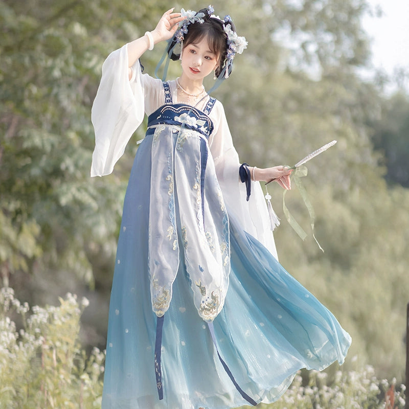 LOOKBOOK SERIES Tang Dynasty Green Blue Shirt Hanfu