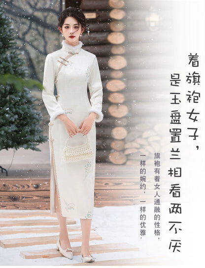 Plus Size Silk Autumn Winter Cheongsam Qipao 6