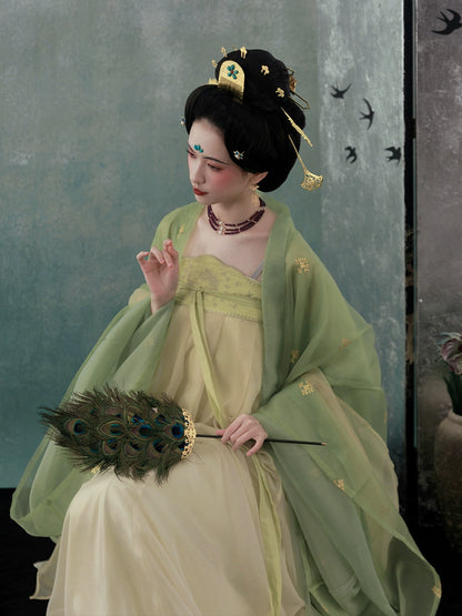 Shangyao Retreat Series Cyan Gradient Song Hanfu