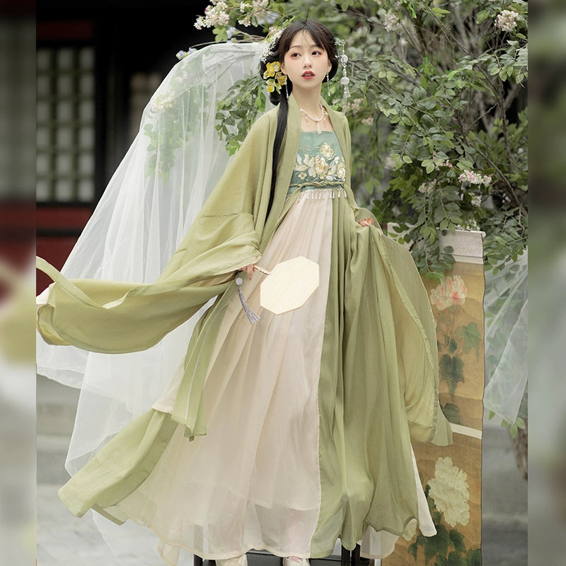 Matcha Tang Dynasty Myrobalan skirt Hanfu women's one-piece fairy-like authentic suit