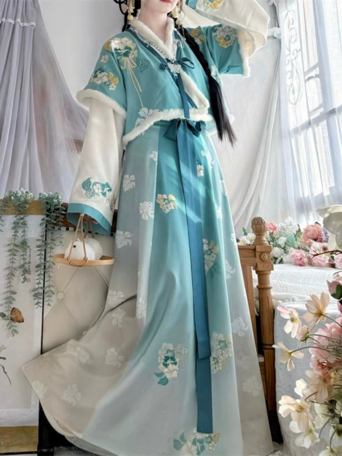 Lookbook Series 2025 Hanfu Water Blue Flower Green