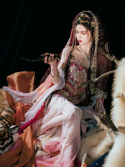 Exotic Series Turquoise-Tressed Dancer Clothing Hanfu
