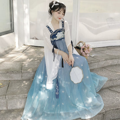 LOOKBOOK SERIES Tang Dynasty Green Blue Shirt Hanfu