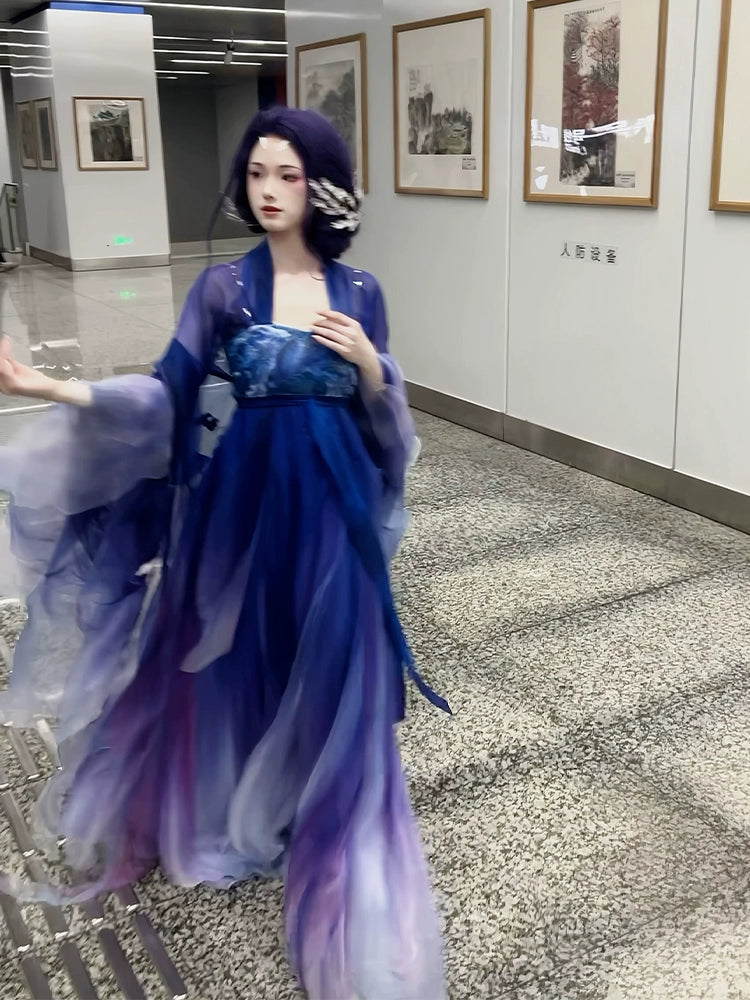 Mythology Series Purple Spirit Dragon Embroidered Myrobalan Skirt Hanfu