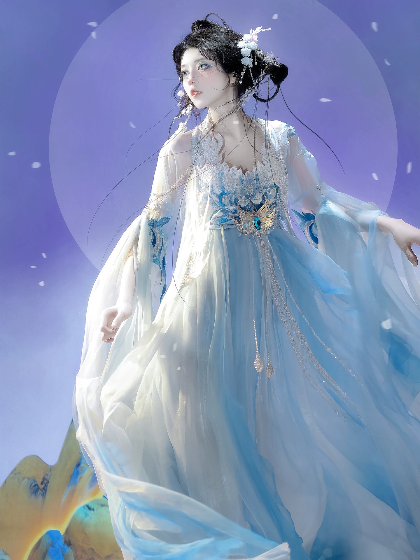 Mythology Series Azure Plume Embroidered Myrobalan Skirt Hanfu
