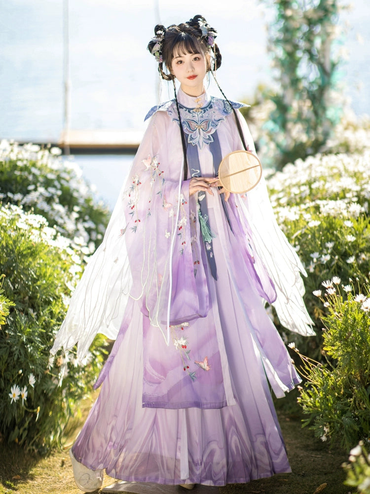 LOOKBOOK SERIES Ming Dynasty Horse Face Skirt Blue Purple Set