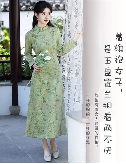 Plus Size Silk Autumn Winter Cheongsam Qipao 25