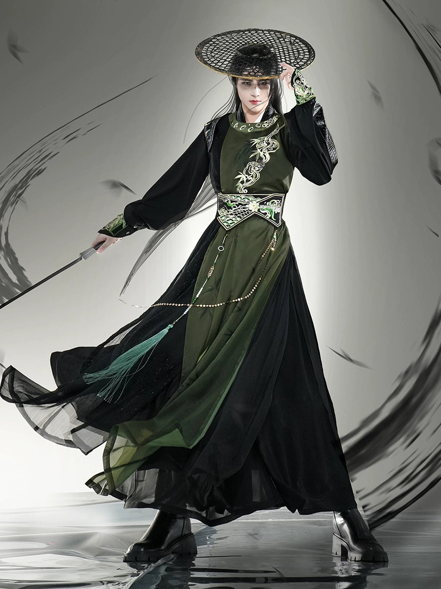 Male Hanfu Ming Dynasty Green Bamboo Leaf