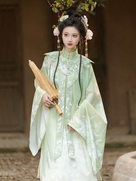 LOOKBOOK SERIES Ming Dynasty Horse Face Skirt Green Red Set