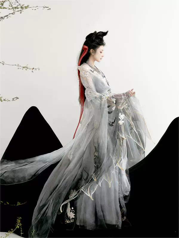 Haute Couture Series Woven Fabric Embroidered Hanfu Qing Huan Crane