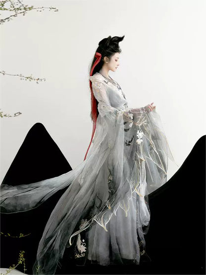 Haute Couture Series Woven Fabric Embroidered Hanfu Qing Huan Crane