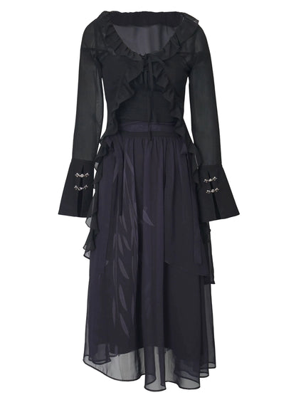New Chinese Style Mix Slim Skirt Willow Suit