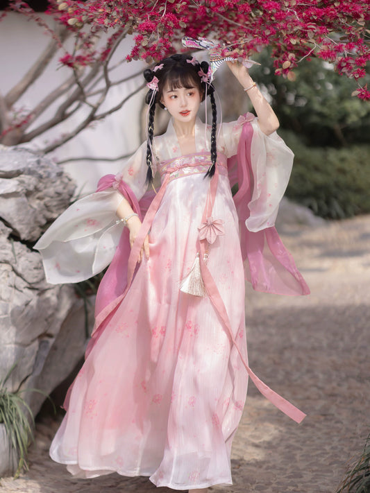 Hanfu women's clothing Tang Dynasty chest-high One piece pink