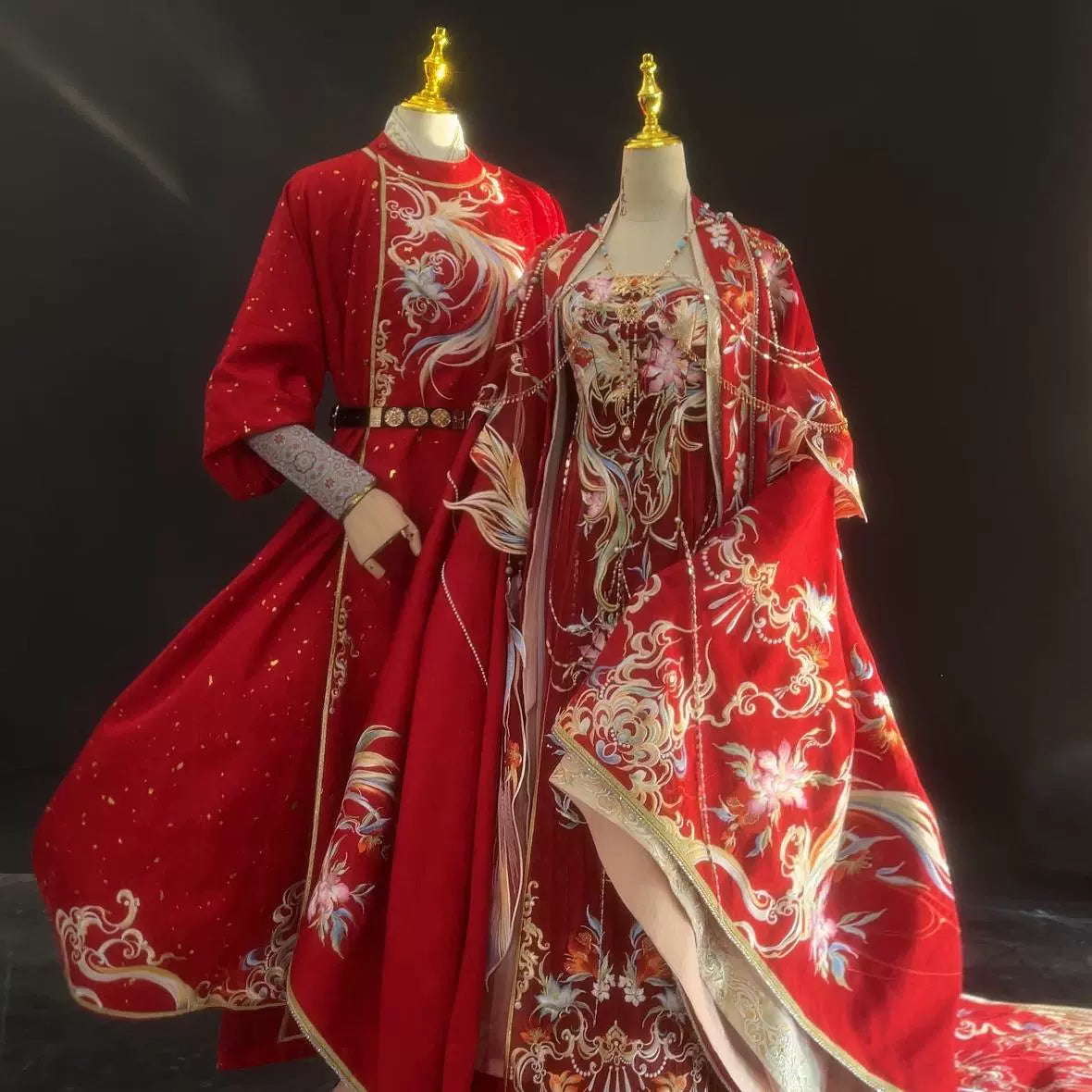 Haute Couture Series Woven Fabric Embroidered Hanfu Qing Huan Royal Phoenix Groom