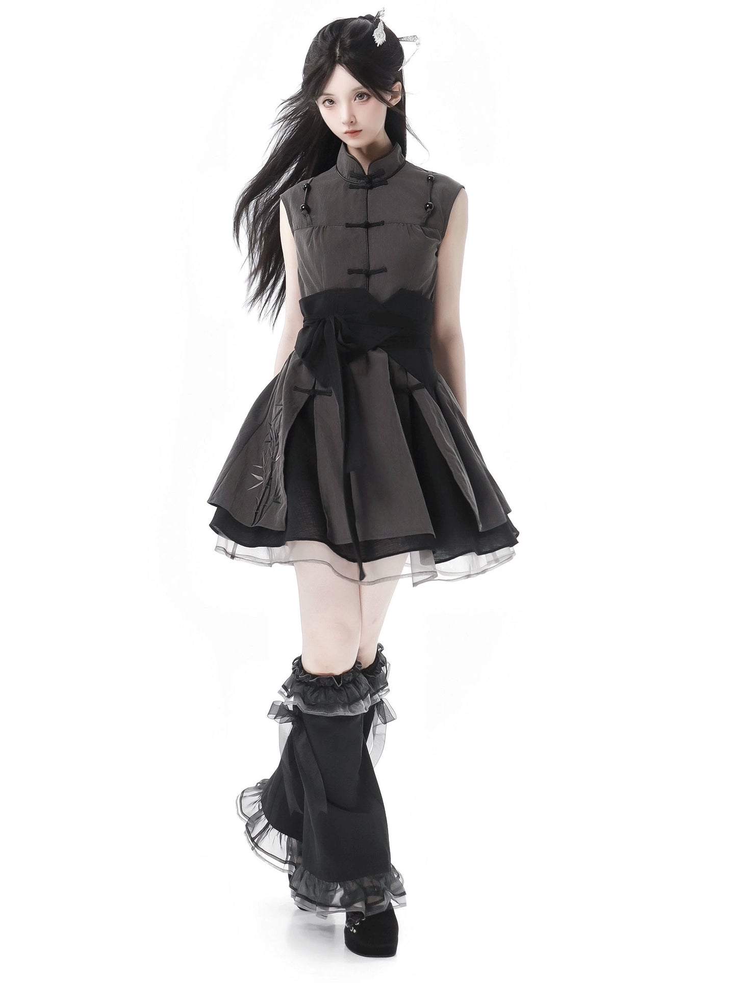 New Chinese Style Mix Slim Skirt Cool Sensation Suit