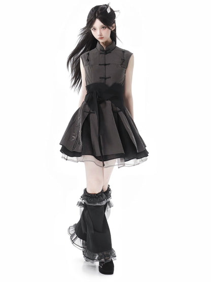 New Chinese Style Mix Slim Skirt Cool Sensation Suit