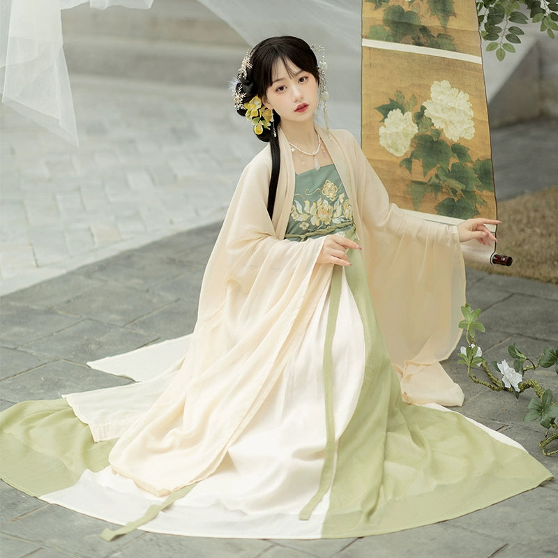 Matcha Tang Dynasty Myrobalan skirt Hanfu women's one-piece fairy-like authentic suit