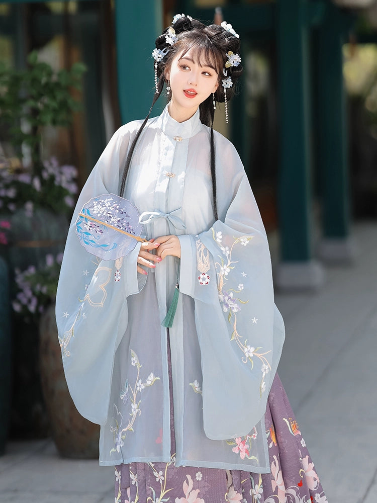 LOOKBOOK SERIES Ming Dynasty Horse Face Skirt Pink Blue Set